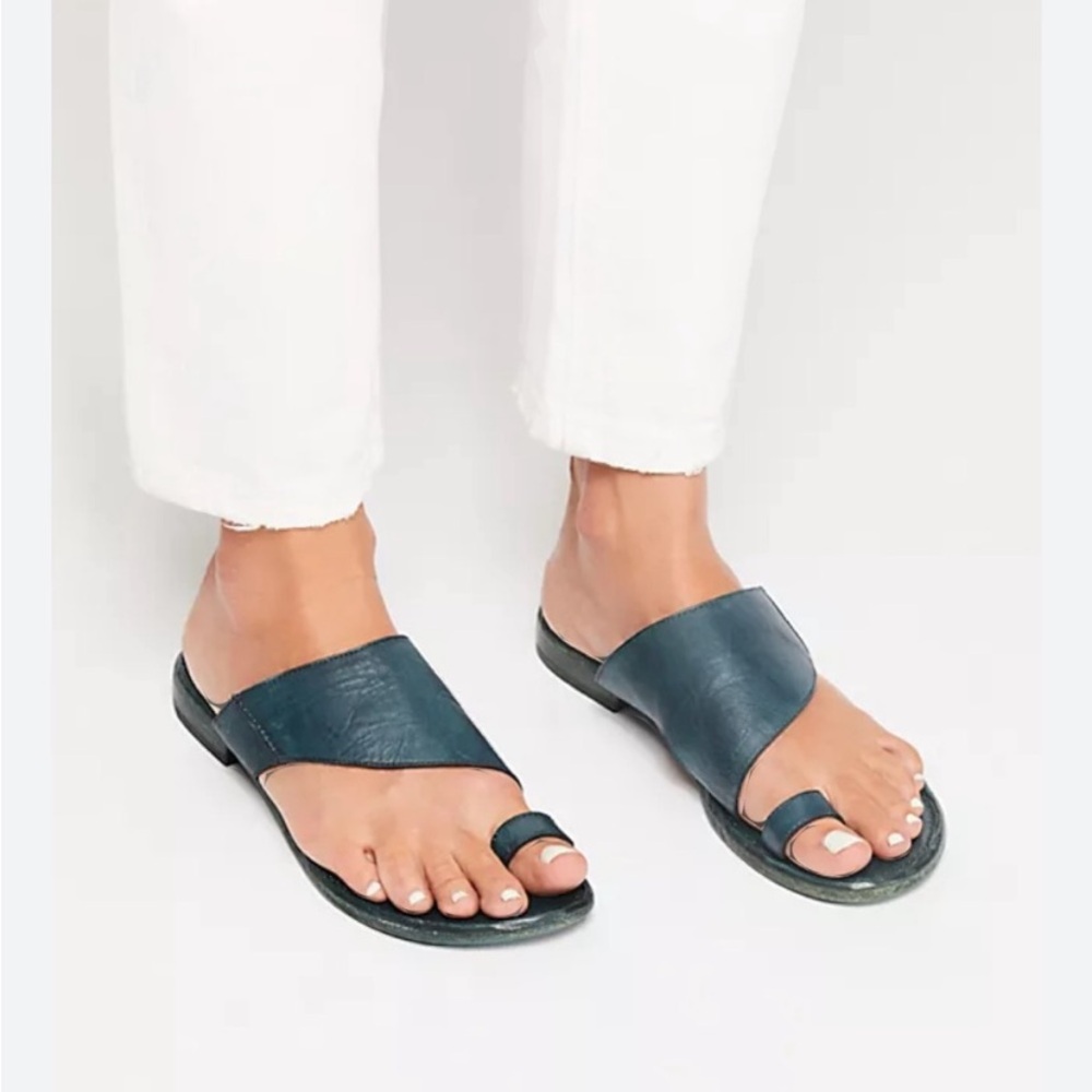 Free people Sant Antoni slide sandals in turquoise
